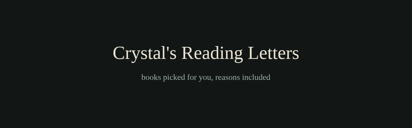 Crystal's Reading Letters banner