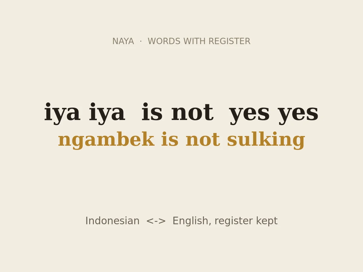 Indonesian <-> English, register kept