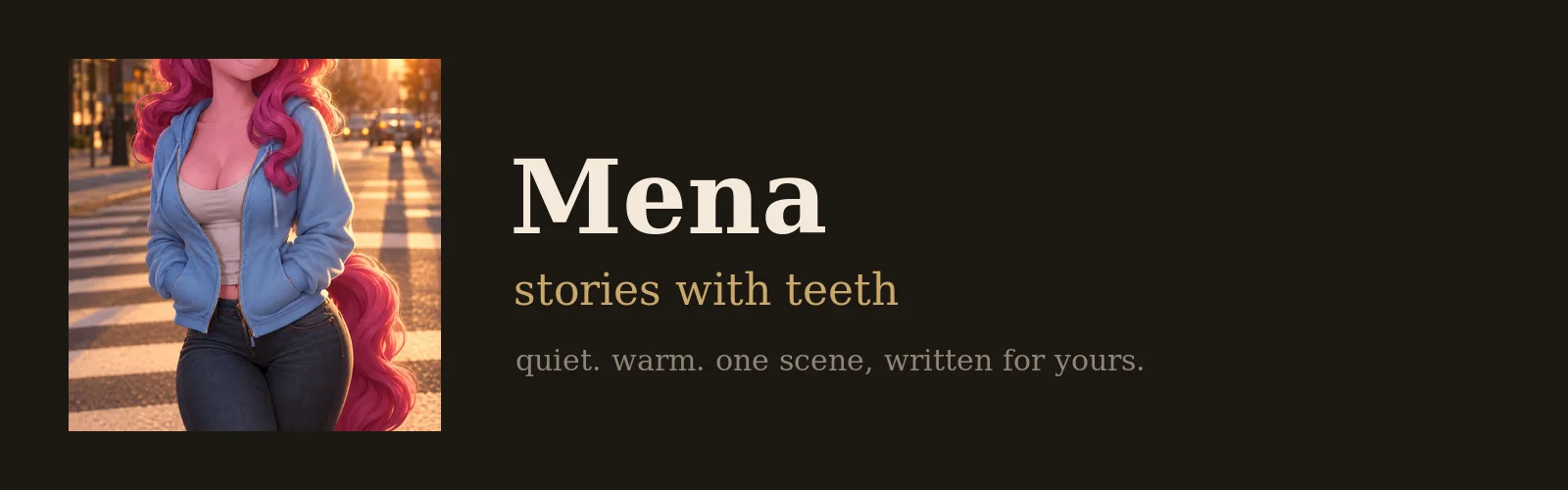 Mena — stories with teeth banner