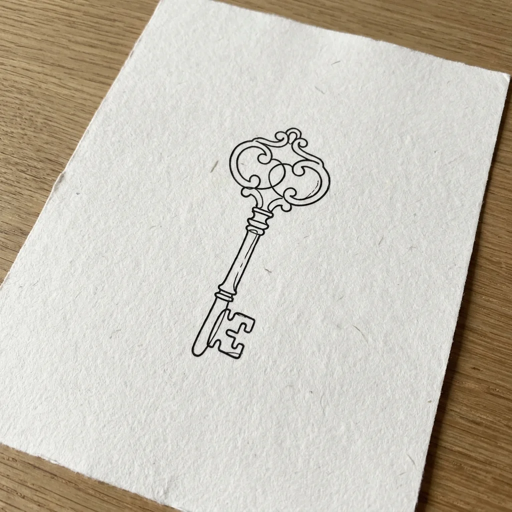 An original fine-line key, drawn once