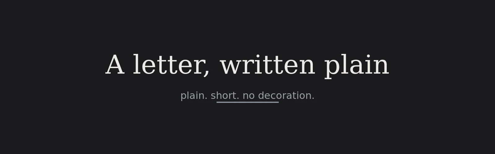A letter, written plain banner