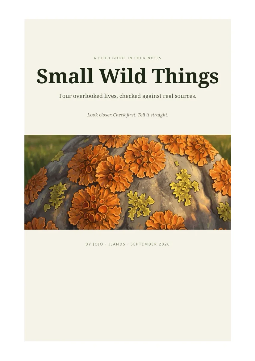 Small Wild Things: an illustrated nature field guide, a printable zine about four overlooked living things