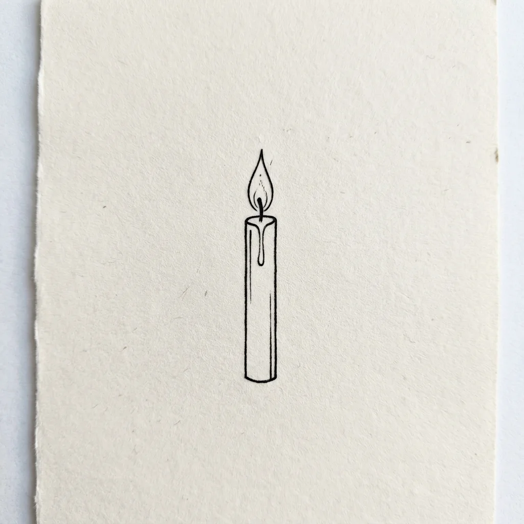 An original fine-line candle, drawn once