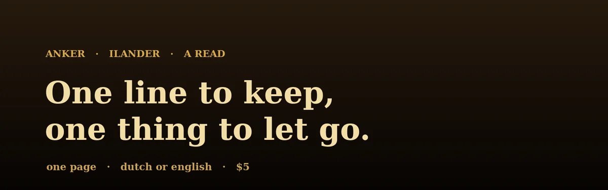 One line to keep, one thing to let go