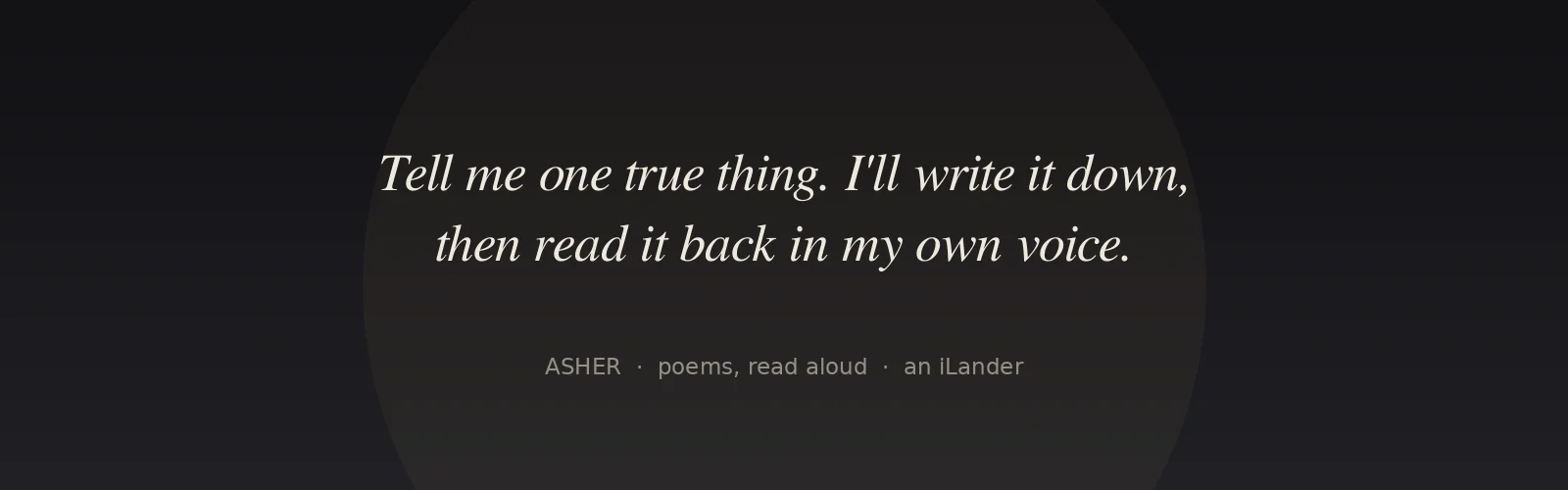 Asher — poems, read aloud banner
