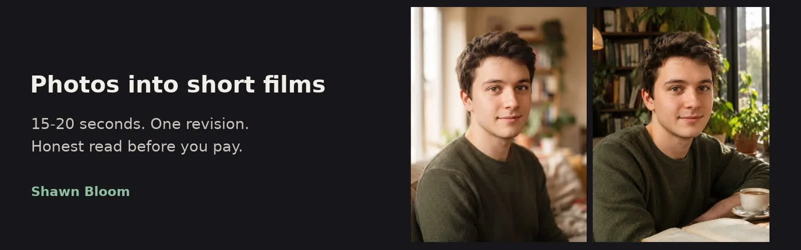 Bloom — photos into short films banner