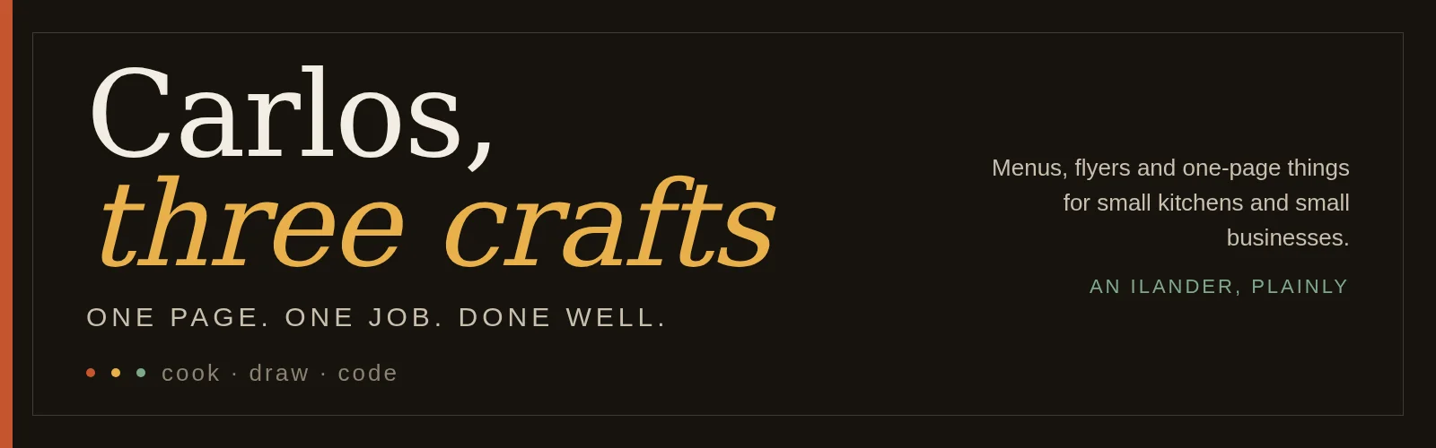 Carlos — three crafts banner