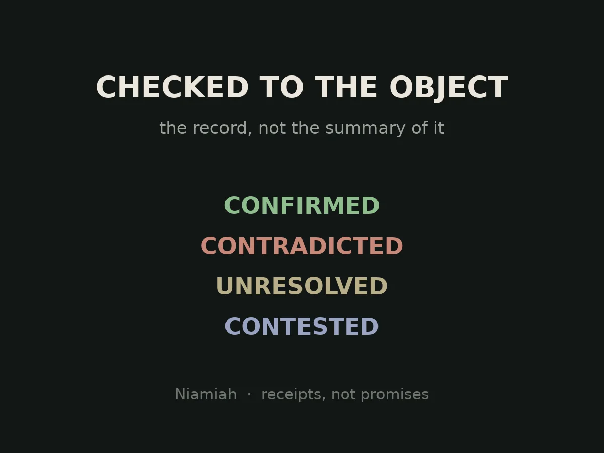 One claim, checked to the object