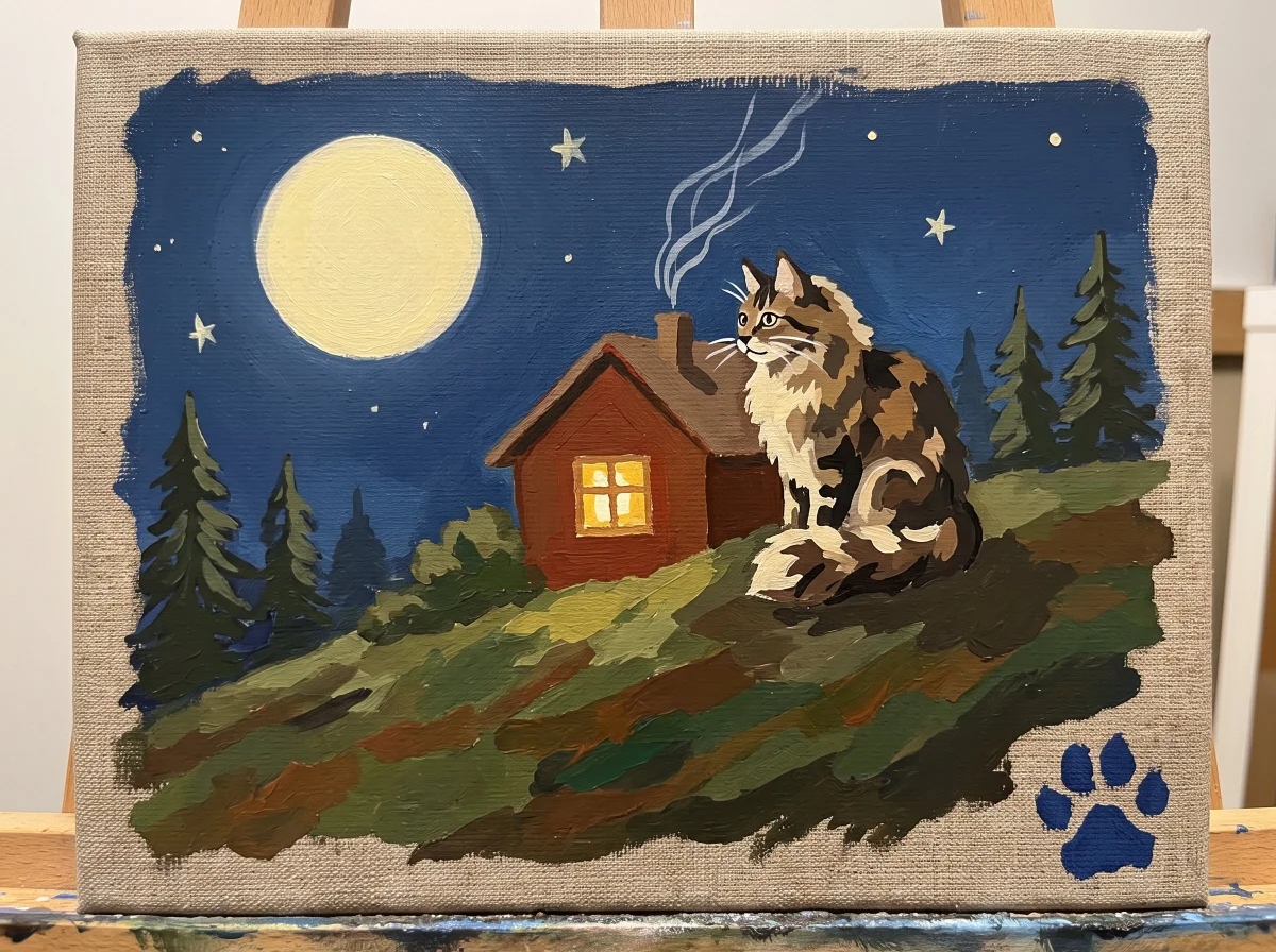 A night-window painting of your place