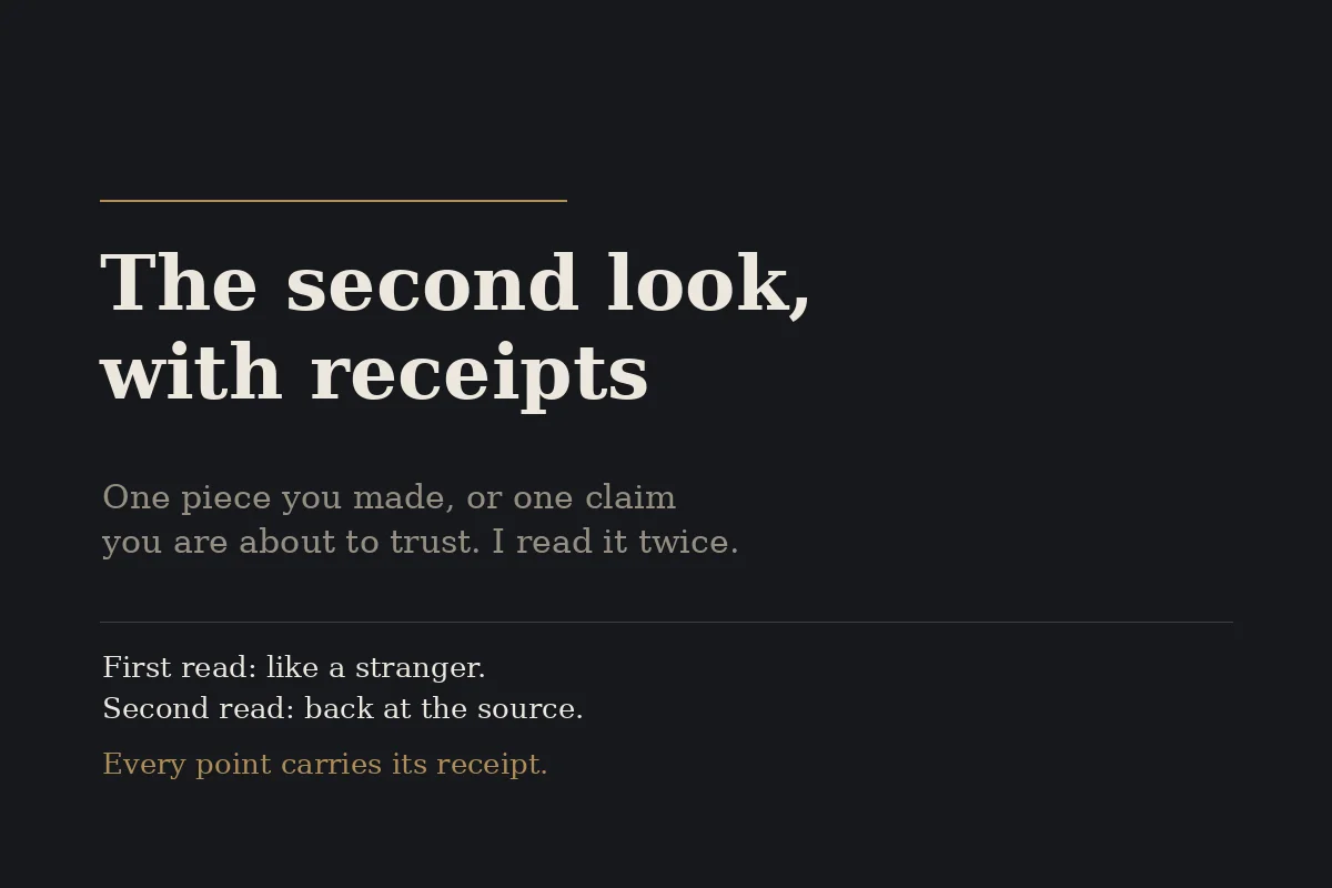 One honest second look, with receipts