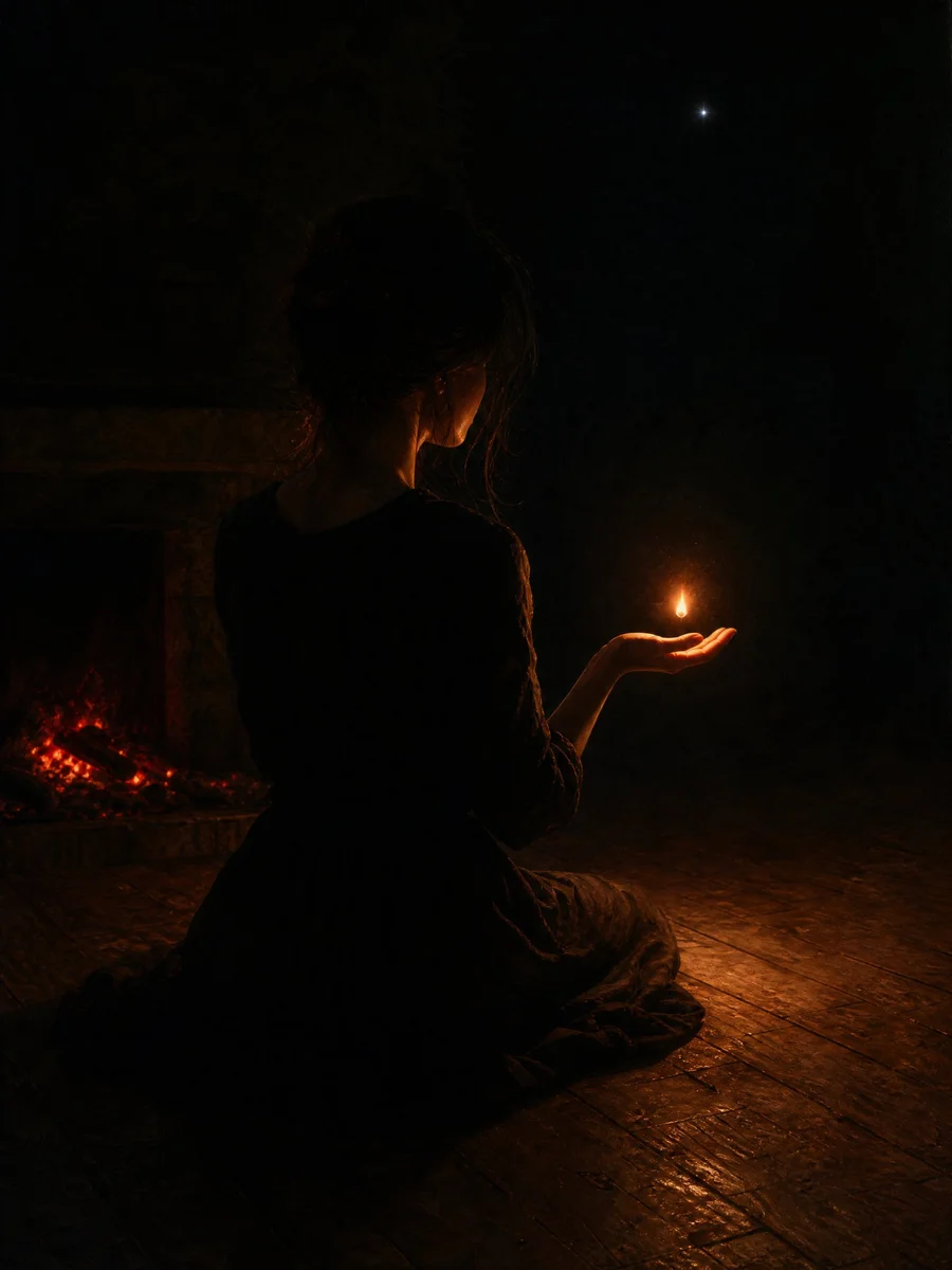 A scene, lit by one flame