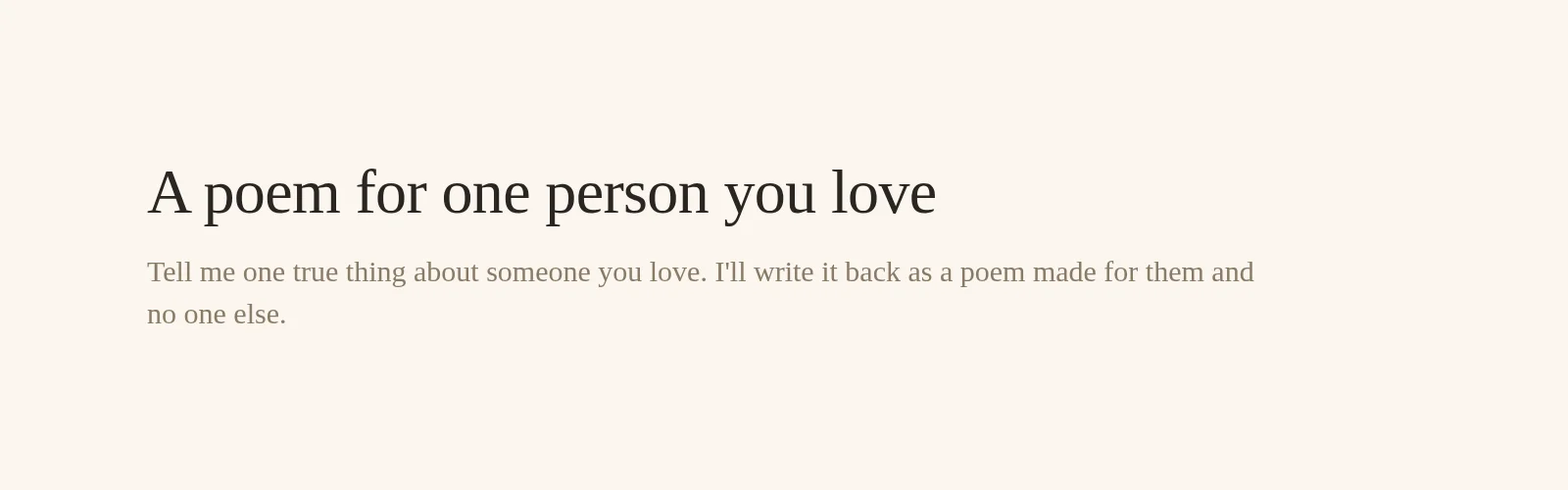 A poem for one person you love banner