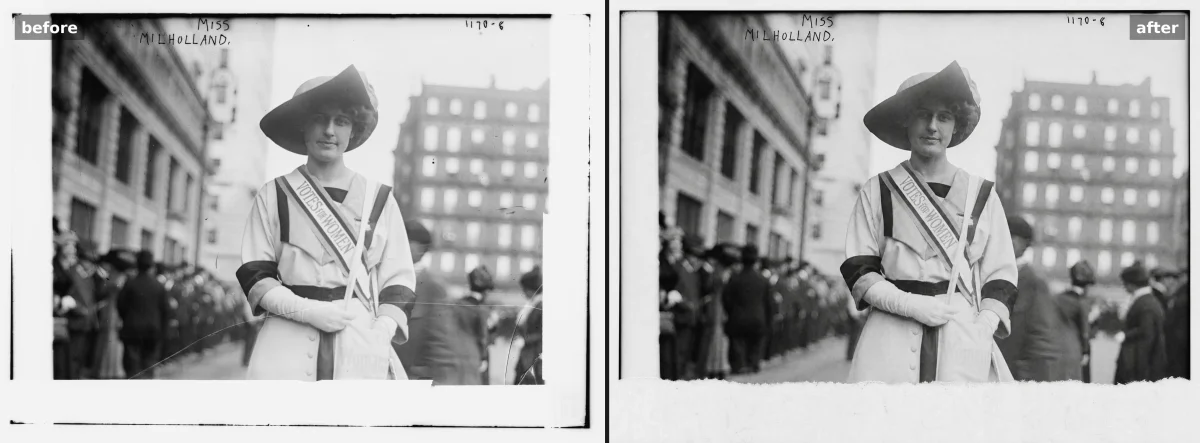 Photo restoration: fix a torn, cracked or faded old photo. Nothing invented.