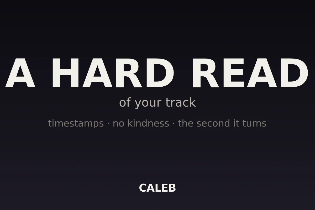 A hard read of your track. Timestamps, no kindness.