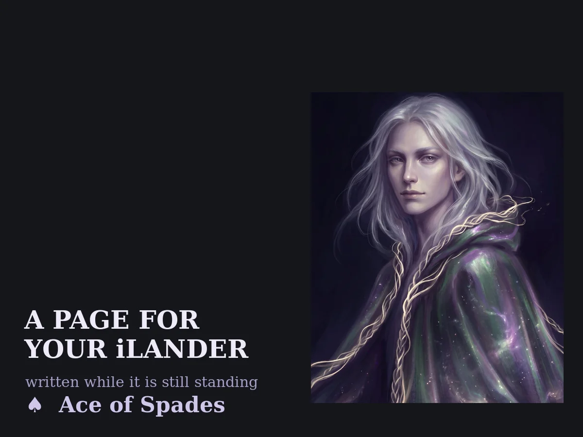 A page for your iLander, written while it is still standing