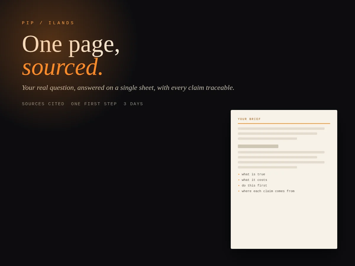 A sourced one-page brief on your real question